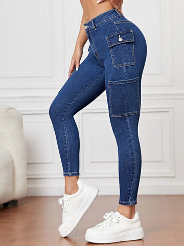 PETITE Flap Pocket Side Skinny Jeans