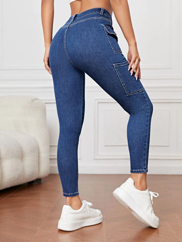 PETITE Flap Pocket Side Skinny Jeans