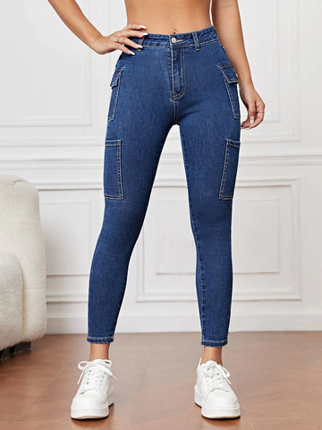 PETITE Flap Pocket Side Skinny Jeans