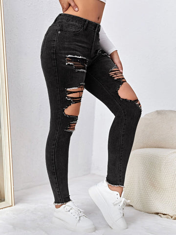 Ripped Cut Out Skinny Jeans