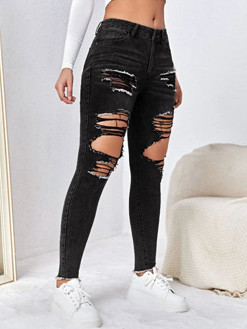 Ripped Cut Out Skinny Jeans