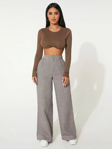 PETITE High Waist Wide Leg Pants