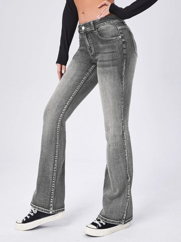 Moustache Effect Flare Leg Jeans