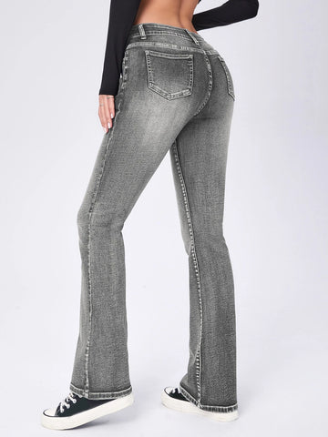 Moustache Effect Flare Leg Jeans