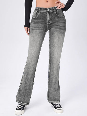 Moustache Effect Flare Leg Jeans