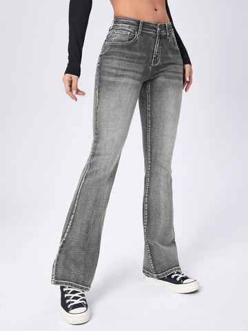 Moustache Effect Flare Leg Jeans