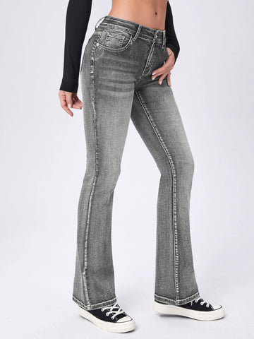Moustache Effect Flare Leg Jeans