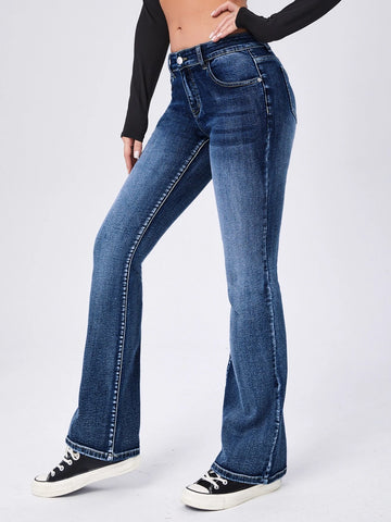 Moustache Effect Flare Leg Jeans