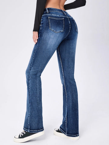 Moustache Effect Flare Leg Jeans