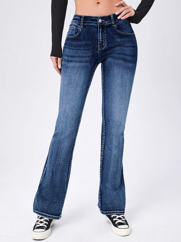 Moustache Effect Flare Leg Jeans