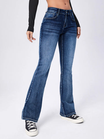 Moustache Effect Flare Leg Jeans