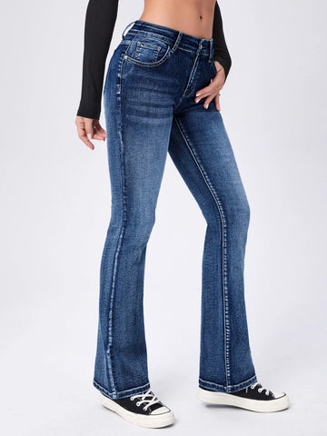 Moustache Effect Flare Leg Jeans