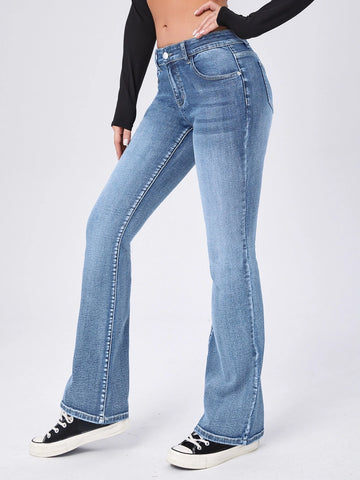 Moustache Effect Flare Leg Jeans