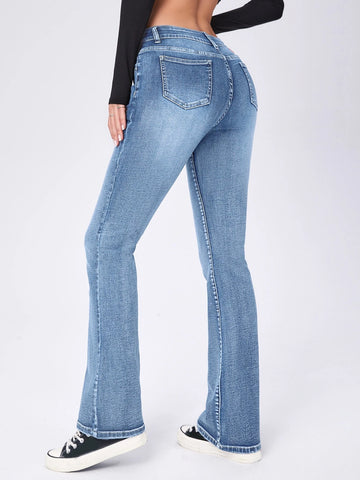 Moustache Effect Flare Leg Jeans