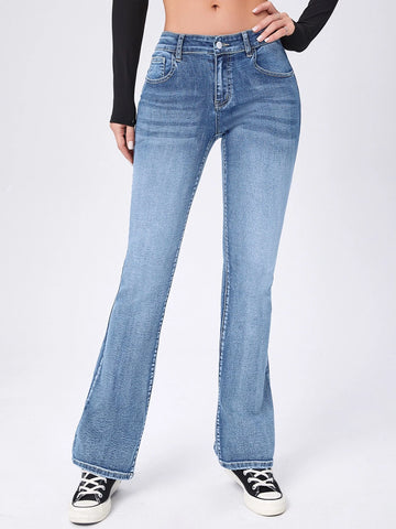 Moustache Effect Flare Leg Jeans