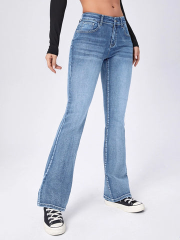 Moustache Effect Flare Leg Jeans