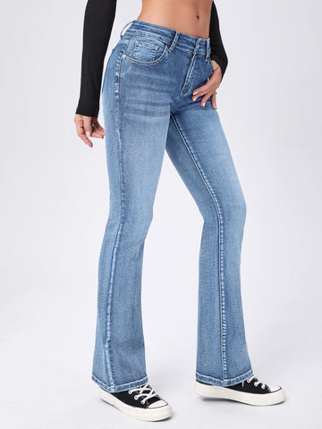 Moustache Effect Flare Leg Jeans