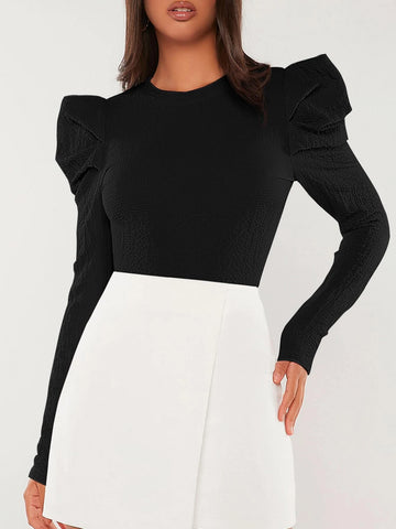 Tall Solid Gigot Sleeve Blouse