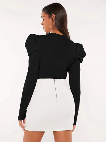 Tall Solid Gigot Sleeve Blouse
