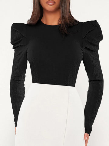 Tall Solid Gigot Sleeve Blouse