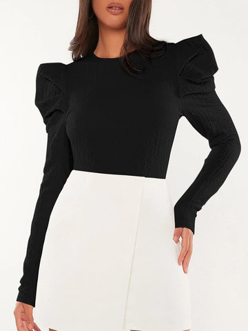 Tall Solid Gigot Sleeve Blouse