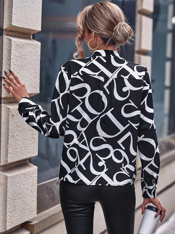 Allover Print Notched Neck Blouse