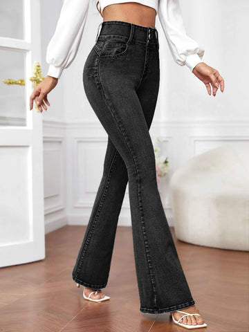 Slant Pocket Flare Leg Jeans