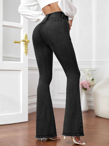 Slant Pocket Flare Leg Jeans