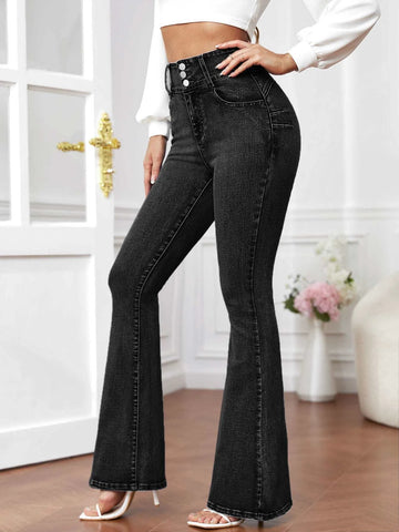 Slant Pocket Flare Leg Jeans