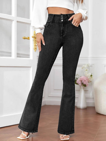 Slant Pocket Flare Leg Jeans