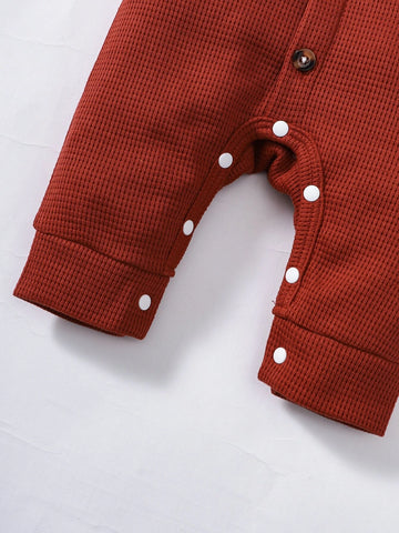 Newborn Baby Waffle Knit Jumpsuit & Hat