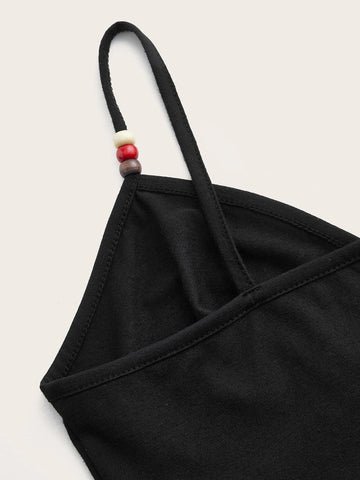 ROMWE Crop Cami Top & Patchwork Print Wide Leg Pants