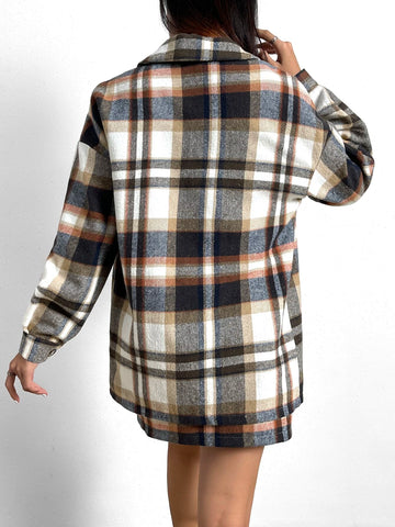 Plaid Print Drop Shoulder Shirt & Skirt