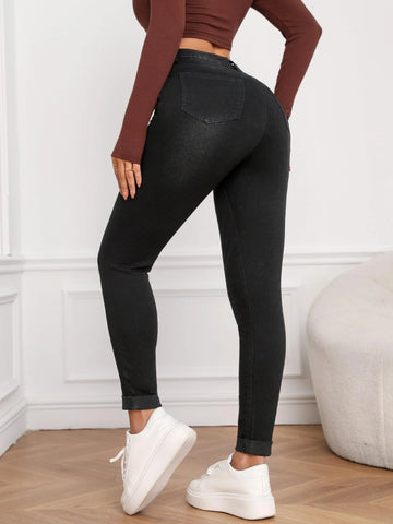 Zipper Fly Skinny Jeans