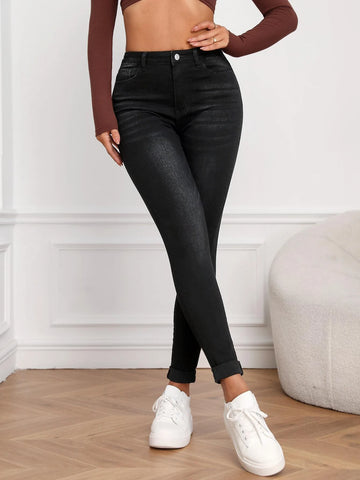Zipper Fly Skinny Jeans