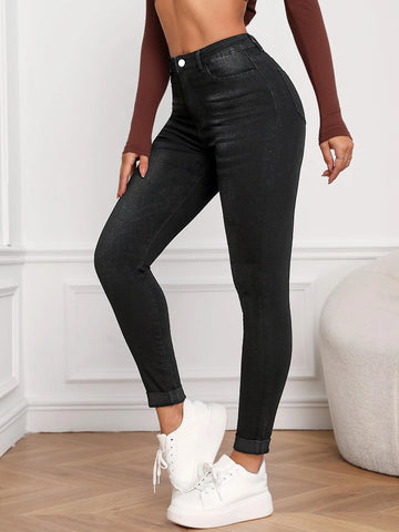 Zipper Fly Skinny Jeans