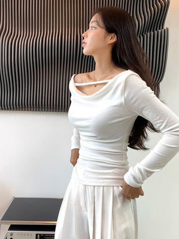 DAZY Solid Boat Neck Tee