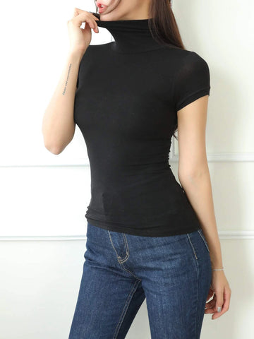 DAZY Solid High Neck Tee