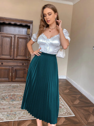 Solid Pleated Skirt