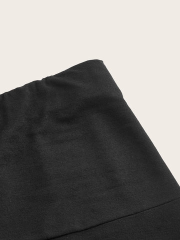 Solid High Waist Skirt