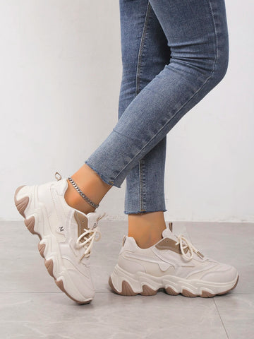 Letter Graphic Lace-up Front Chunky Sneakers
