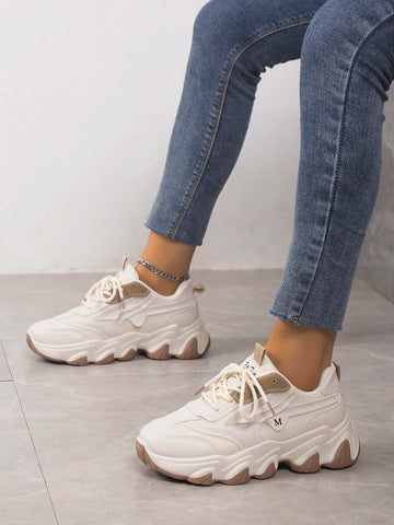 Letter Graphic Lace-up Front Chunky Sneakers