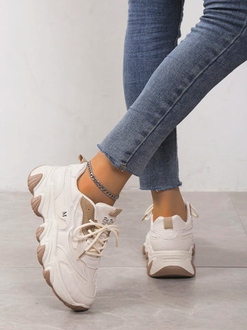 Letter Graphic Lace-up Front Chunky Sneakers