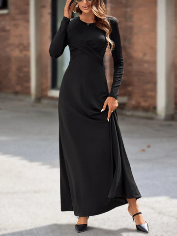 Solid Wrap Front Maxi Dress