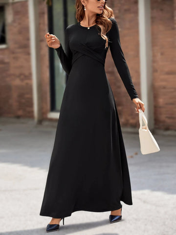 Solid Wrap Front Maxi Dress