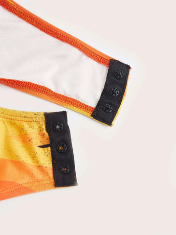 Letter & Fire Print Cut Out Bodysuit