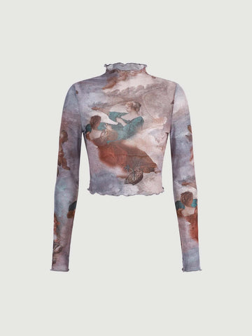 MOD Figure Graphic Lettuce Trim Mesh Top