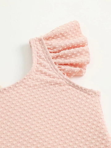 Baby Ruffle Trim One Piece Swimsuit With Headband