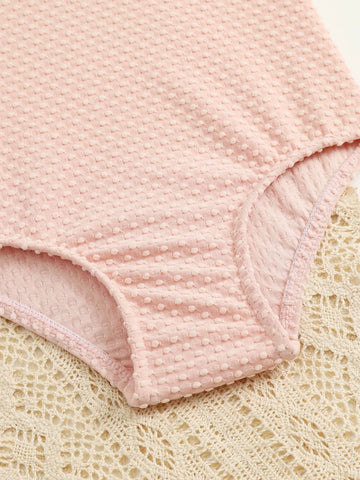 Baby Ruffle Trim One Piece Swimsuit With Headband