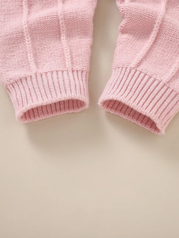 Baby Crisscross Back Knit Jumpsuit & Hat & Rabbit Soothing Towel Without Tee